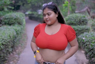 Megha Das Ghosh in Hot Red Top