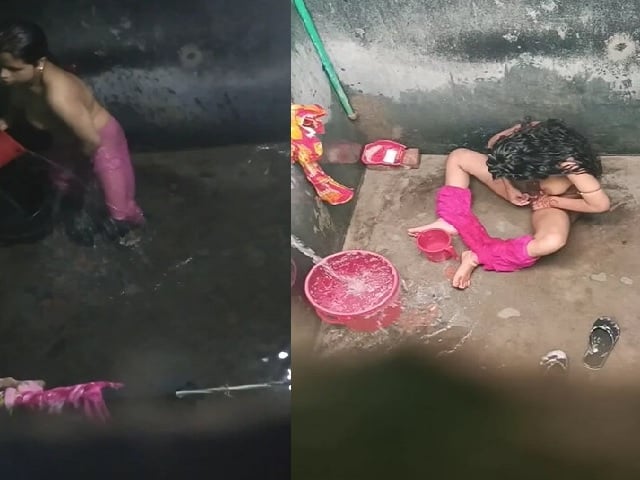 Village girl shaving pussy and viral nude bath