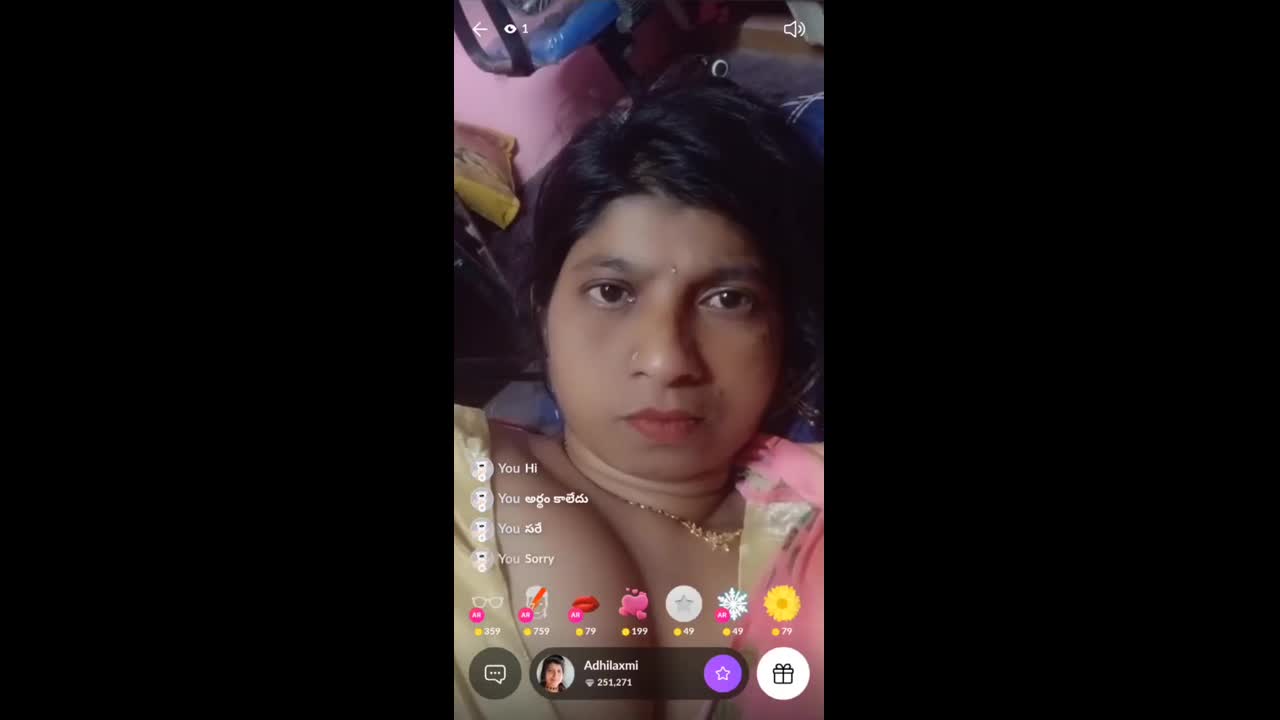 Adhilaxmi, South Indian Aunty, Showing Boobs & Pussy on 121 Tango Live with FACE