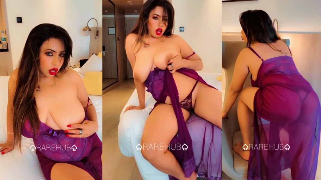 Bong model moumi purple full nude strip