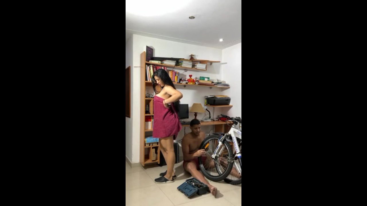 Beautiful girl fucking hard on chair